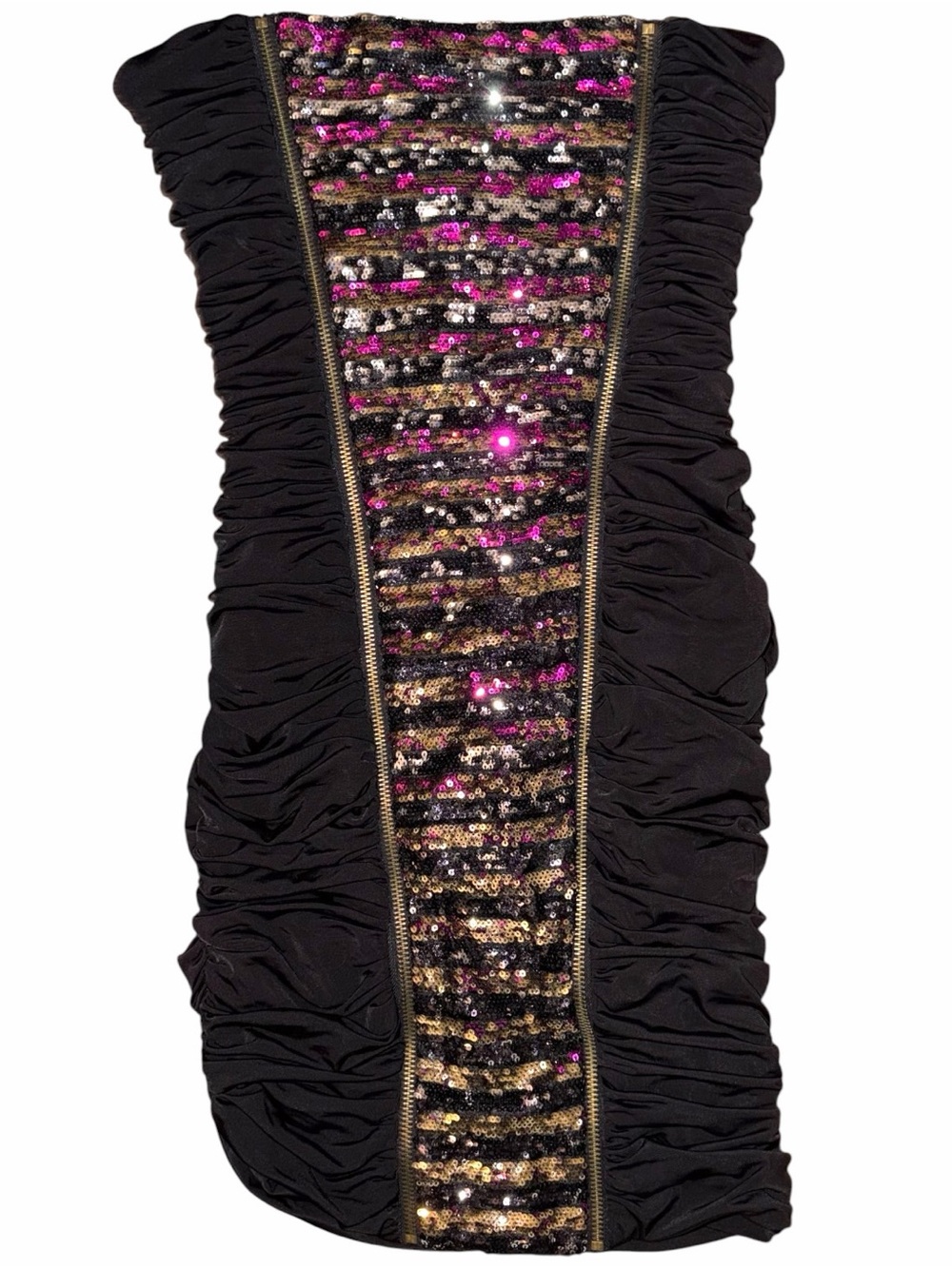 Y2K Vintage Bebe Sequined Ruched Bodycon Mini Dress